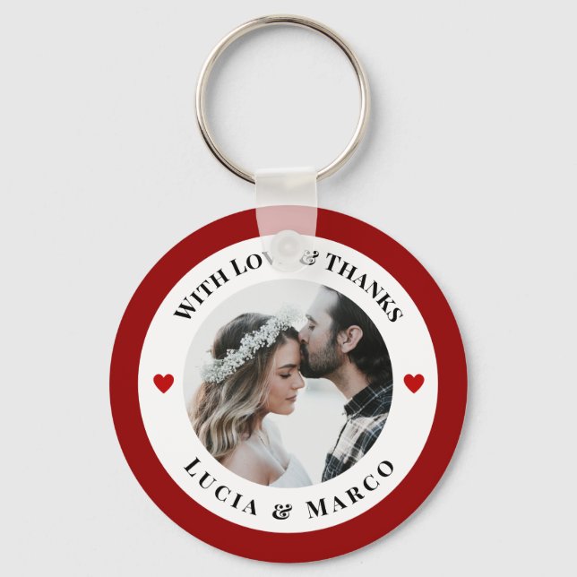 Porte-clés Personalized Photo in White Circle with Red Heart (Recto)