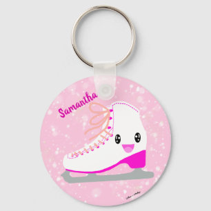 Porte-clés Personalized Pink Ice Skate Cute Kawaii Figure