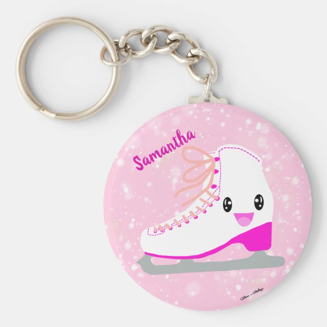 Porte-clés Personalized Pink Ice Skate Cute Kawaii Figure (Devant)