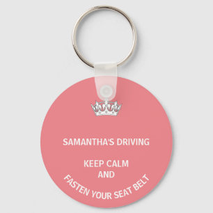 Porte-clés Personalized pink Keep Calm girly driving