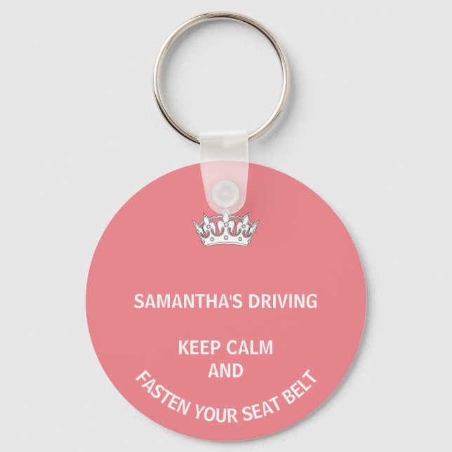 Porte-clés Personalized pink Keep Calm girly driving (Recto)