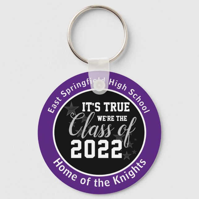 Porte-clés Personalized Purple High School Class of 2022 (Recto)