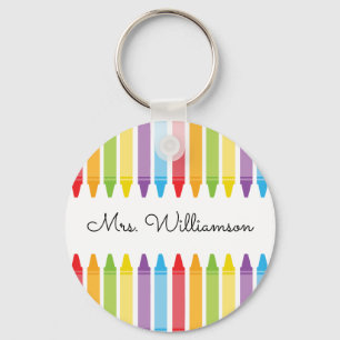 Porte-clés Personalized Rainbow Crayons Teacher Appreciation