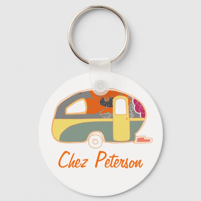 Porte-clés Personalized Retro Art Caravan Owner's Keychains (Recto)