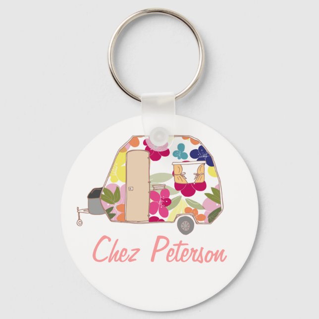 Porte-clés Personalized Retro Art Caravan Owner's Keychains (Recto)
