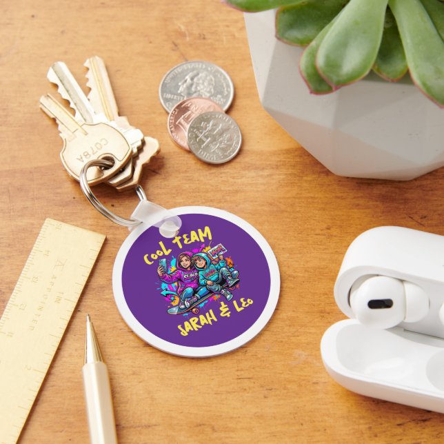 Porte-clés Personalized Skater Mom & Son Graffiti Keyring (Bureau)