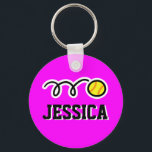 Porte-clés Personalized softball keychain for kids name<br><div class="desc">Personalized softball keychain for kids name. Cute Birthday gift idea for sporty boys and girls. Customizable background color. Sport design.</div>