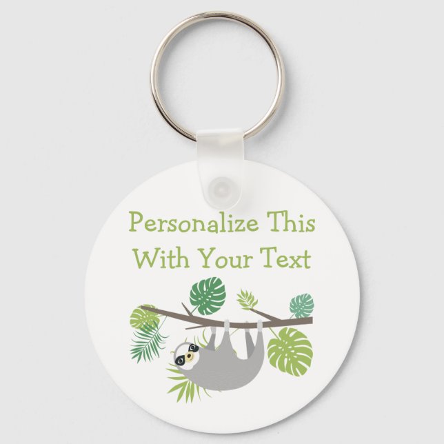Porte-clés Personalized Text Fun Hanging Sloth (Recto)