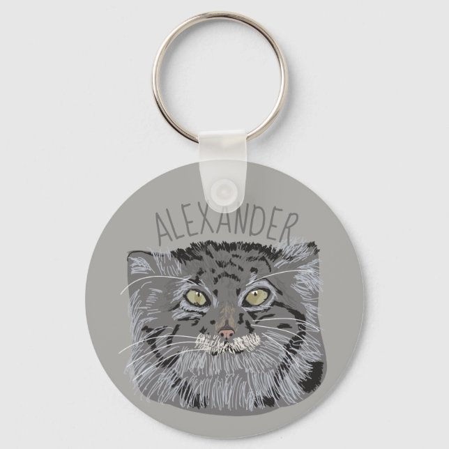 Porte-clés Personalized Tibetan Pallas Cat Gray Keychain (Recto)