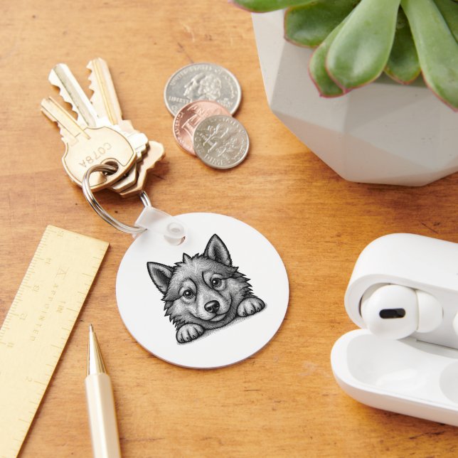 Porte-clés Personalized Veterinarian Husky Sketch (Bureau)