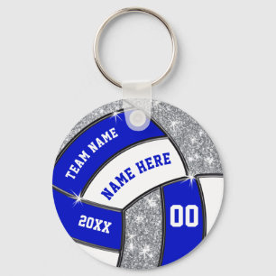 Porte-clés Personalized Volleyball Gifts, Blue White Silver