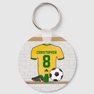 Porte-clés Personalized Yellow Green Football Soccer Jersey