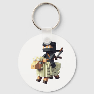 Porte-clés Personnage de pixel art de style bloc de mouton ch
