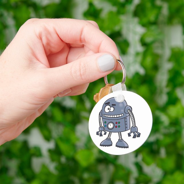 Porte-clés Personnage de robot drôle Mignon Bleu Rétro (Créateur téléchargé)