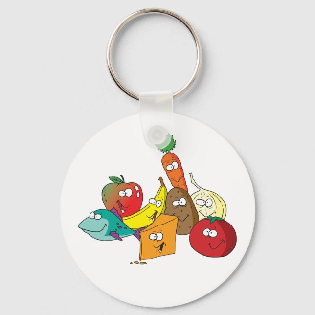 Porte-clés Personnages amis drôles de groupe alimentaire de d (Recto)