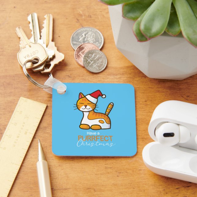 Porte-clés Personnalisable chat orange Purrfect Noël (Bureau)