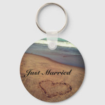 Personnalisable Just Married Beach Porte - clé