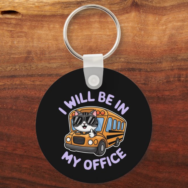 Porte-clés Personnalisable sera dans mon bureau Cute Cat Driv (Recto)