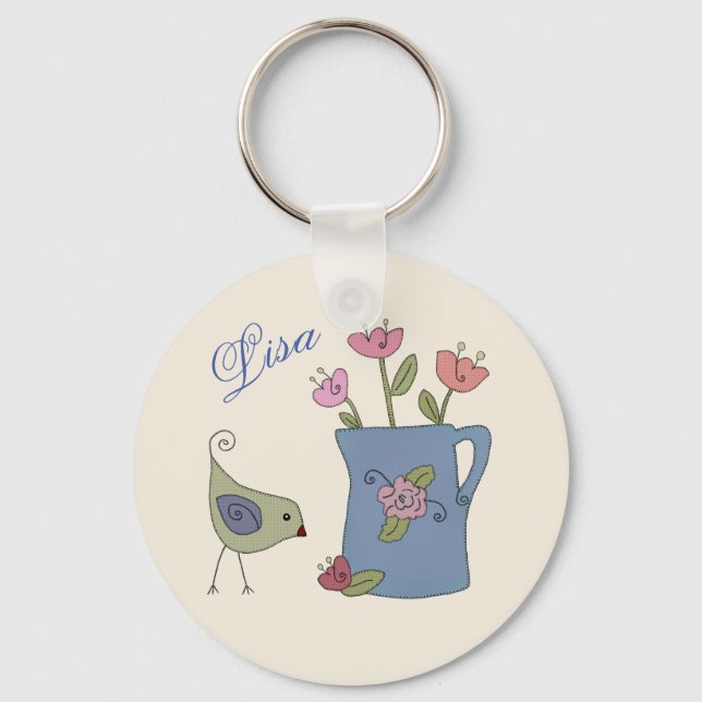 Porte-clés Personnalisation de la canne avec oiseau (Recto)