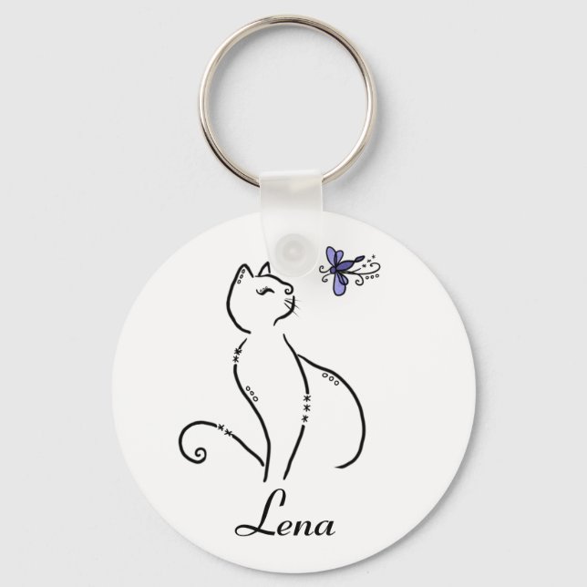 Porte-clés Personnalisation du chat stylisé (Recto)