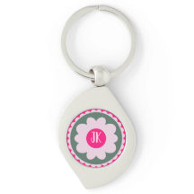 Porte-clés personnalisé à tourbillon floral rose