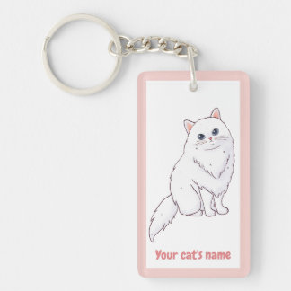 Porte-clés personnalisé amateur de chat blanc mign