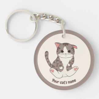 Porte-clés personnalisé amateur de chat brun migno