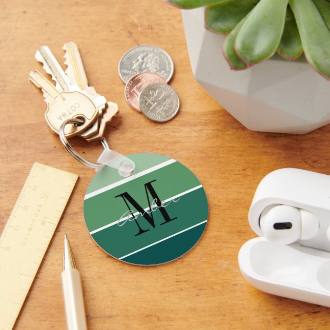 Porte-clés personnalisé avec dégradé rayé vert (Bureau)