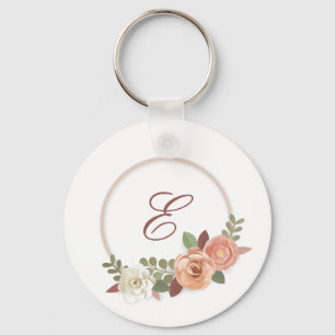 Porte-clés personnalisé avec fleurs et initiale fl