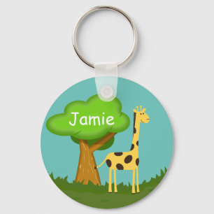 Porte-clés personnalisé avec girafe mignonne et ar