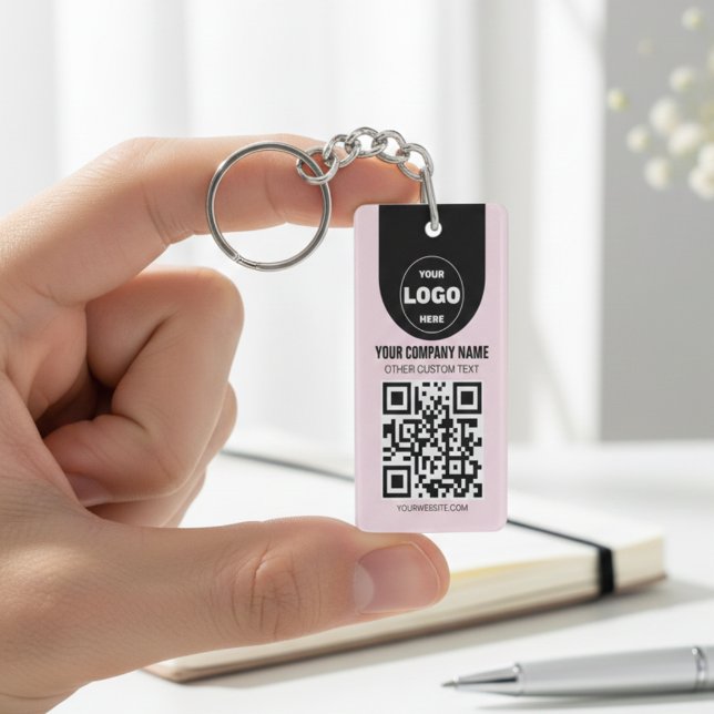 Porte-clés personnalisé avec logo et code QR | Cad (Custom Logo & QR Code Keychain | Business Promo Gift)