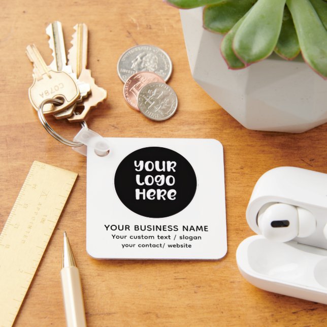 Porte-clés personnalisé avec logo et nom de l'entr (Bureau)