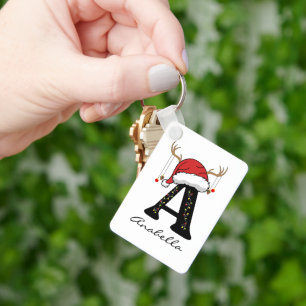 Porte-clés personnalisé avec monogramme de Noël po