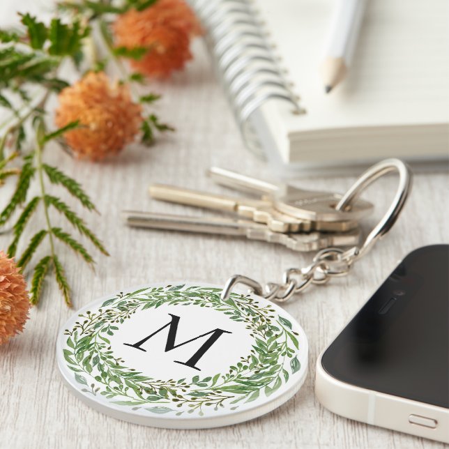 Porte-clés personnalisé avec monogramme et couronn (Devant droit)