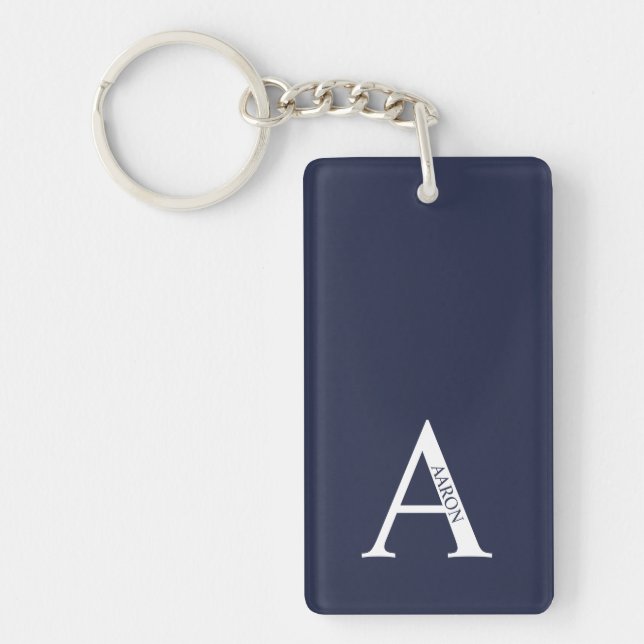 Porte-clés personnalisé avec monogramme et nom (Devant)