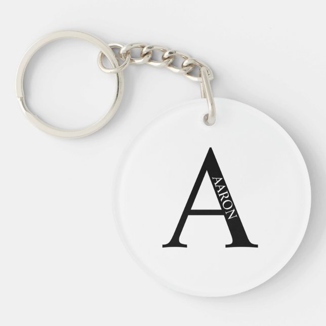 Porte-clés personnalisé avec monogramme et nom (Devant)