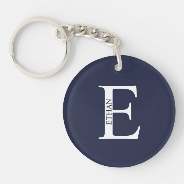 Porte-clés personnalisé avec monogramme et nom (Devant)