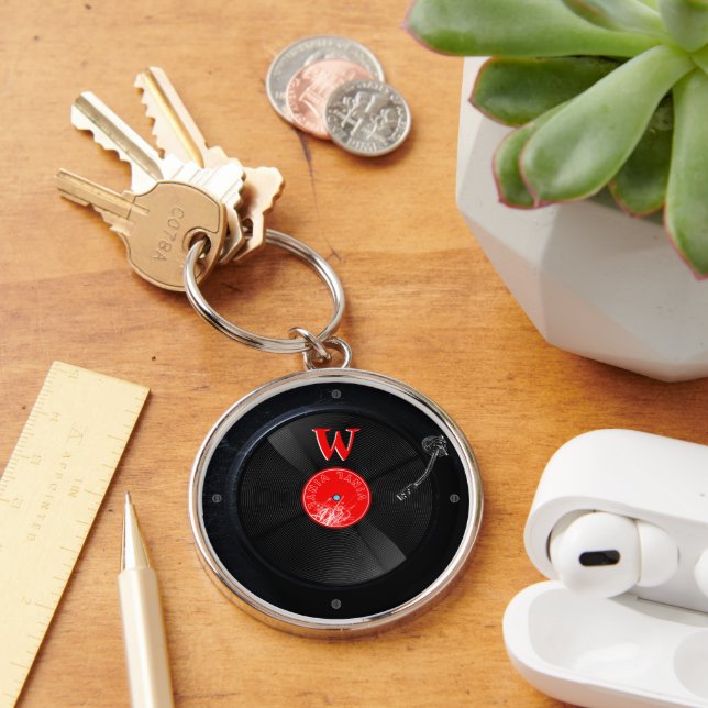 Porte-clés personnalisé avec monogramme sur vinyle (Bureau)
