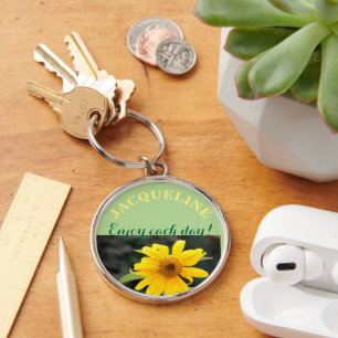 Porte-clés personnalisé avec nom Tournesol