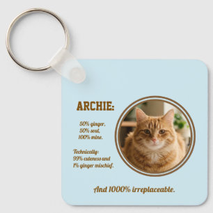 Porte-clés personnalisé avec photo de chat orange 