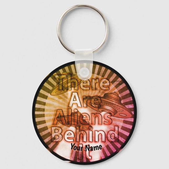 Porte-clés personnalisé avec un nom Aliens behind  (Recto)
