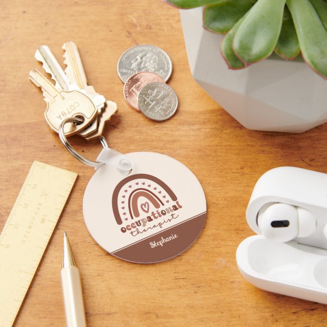 Porte-clés Personnalisé Boho Arc-en-ciel OT ergothérapie (Bureau)
