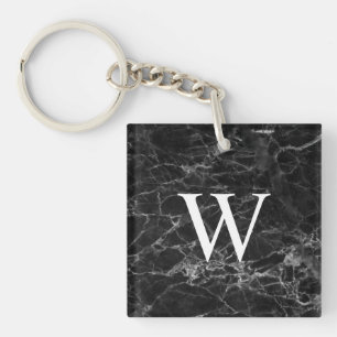 Porte-clés personnalisé carré initial en marbre no