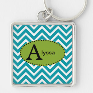 Porte-clés personnalisé Chevron Bleu Blanc et Vert