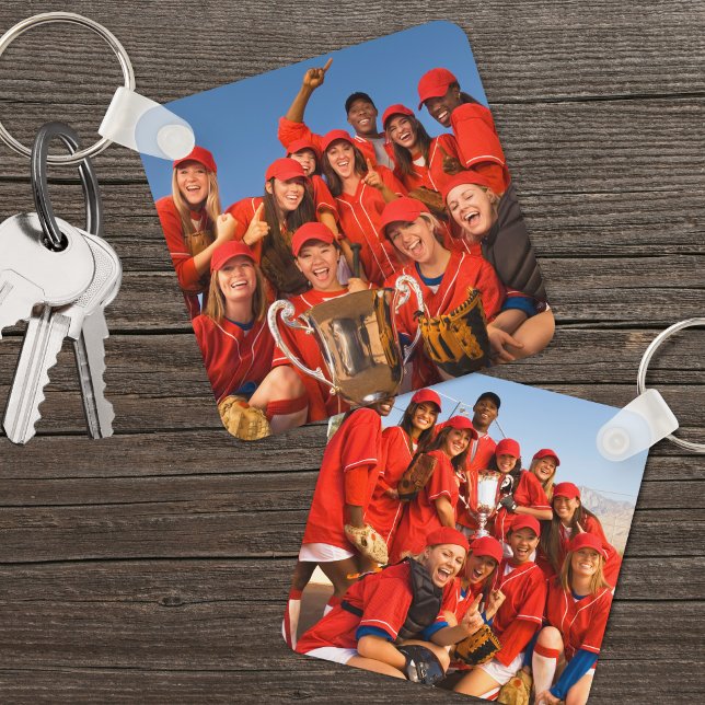 Porte-clés Personnalisé Double Côté Sports Équipe Deux Photo (Custom Double Sided Sports Team Two Photo keychain)