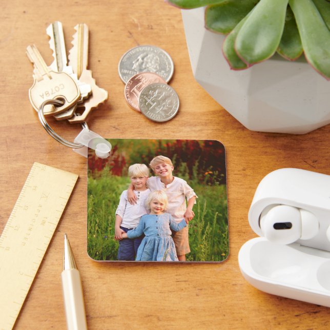 Porte-clés personnalisé double face avec 2 photos  (Bureau)