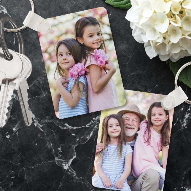 Porte-clés personnalisé double face avec deux phot (Custom Double Sided Family Two Photo Keychain)