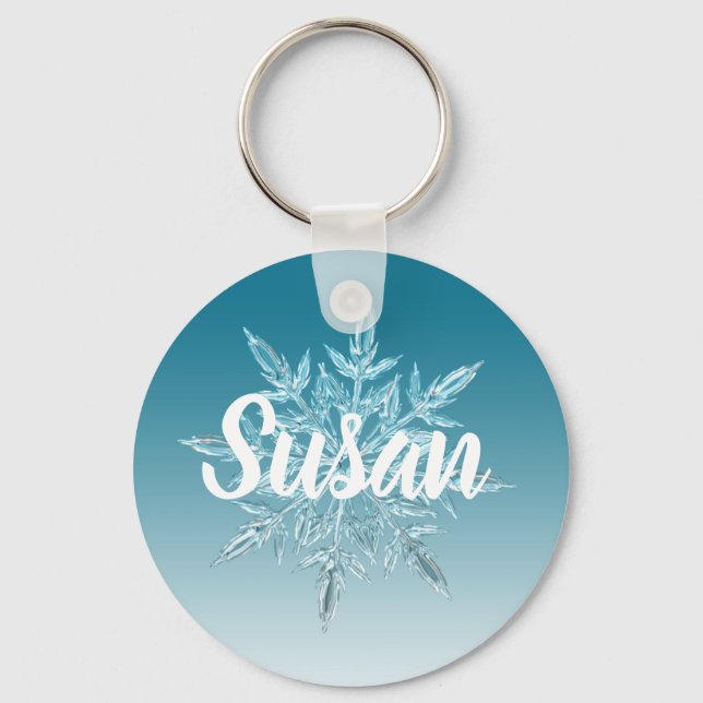 Porte-clés personnalisé Flocon de neige de Noël Bl (Recto)