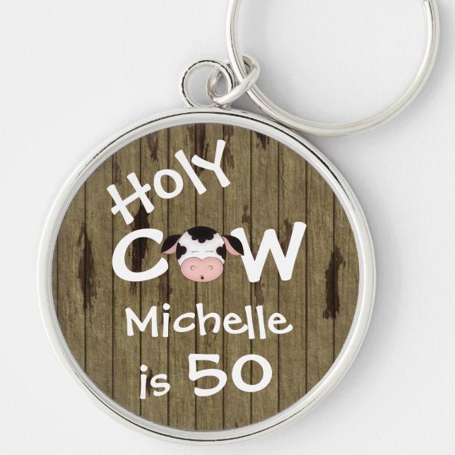 Porte-clés Personnalisé Funny Holy Cow 50th Birthday Porte -  (Devant)