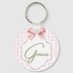 Porte-clés Personnalisé Grace Baby Girl Nursery Bow&En vichy